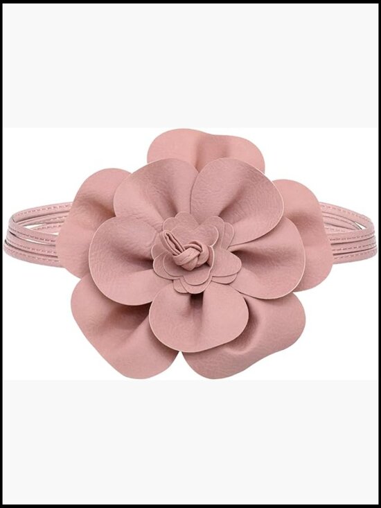 Faux Leather Flower Waist Chain Belt Adjustable Tie Closure Bridal Party